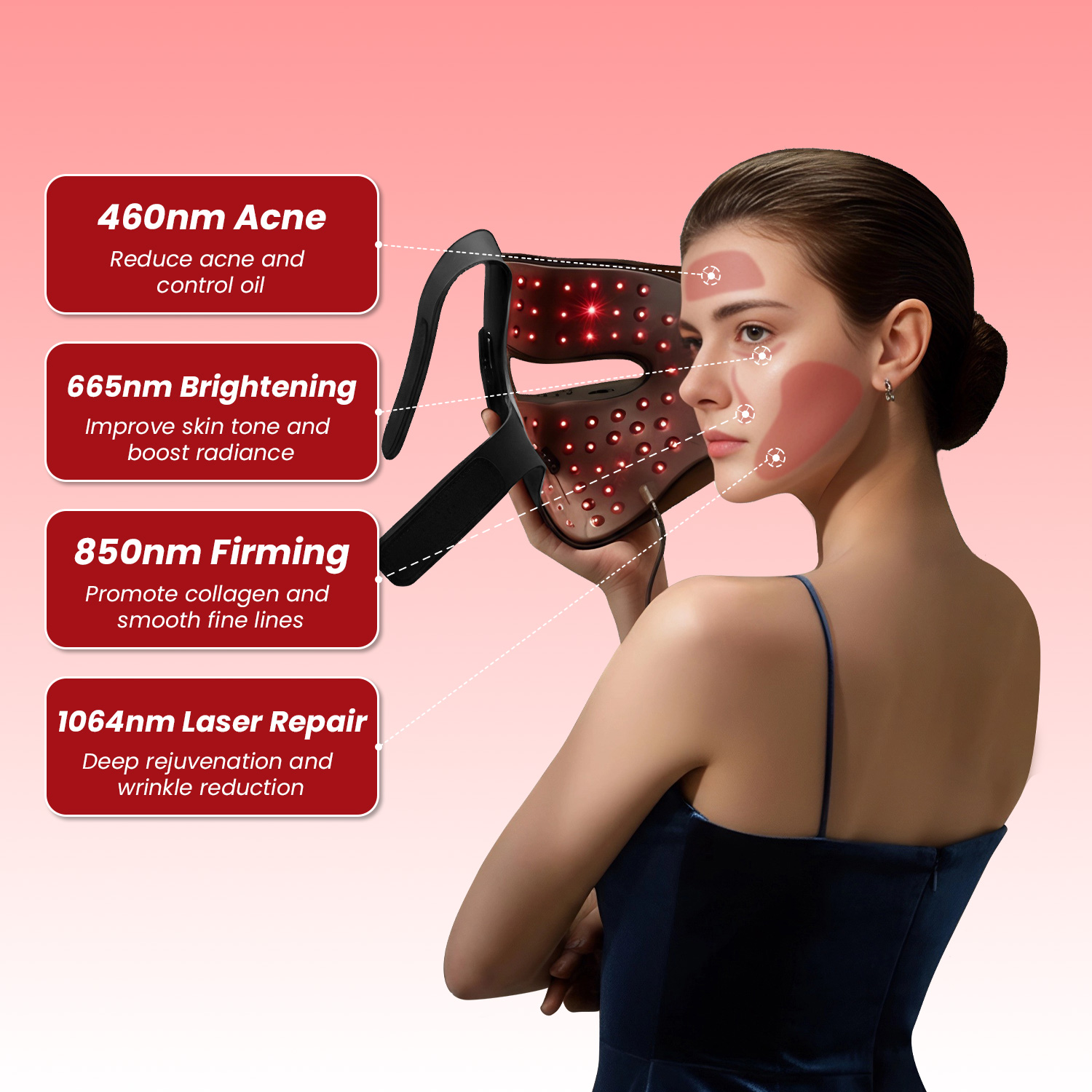IDEATHERAPY Voice Control Laser LED Red Light Therapy Face Led Face Light Therapy Medical Grade Red Light Therapy Mask