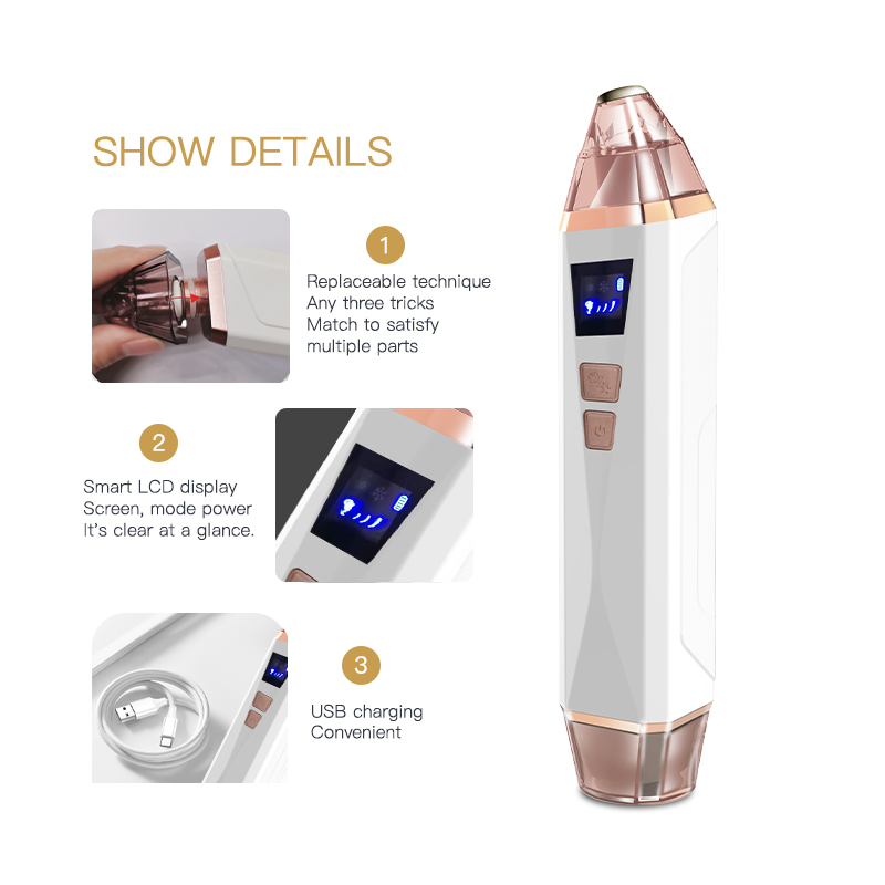 Electric Derma Suction Acne Treatment Heating Cold Beauty Face Facial Device Vacuum Blackhead Removal Device