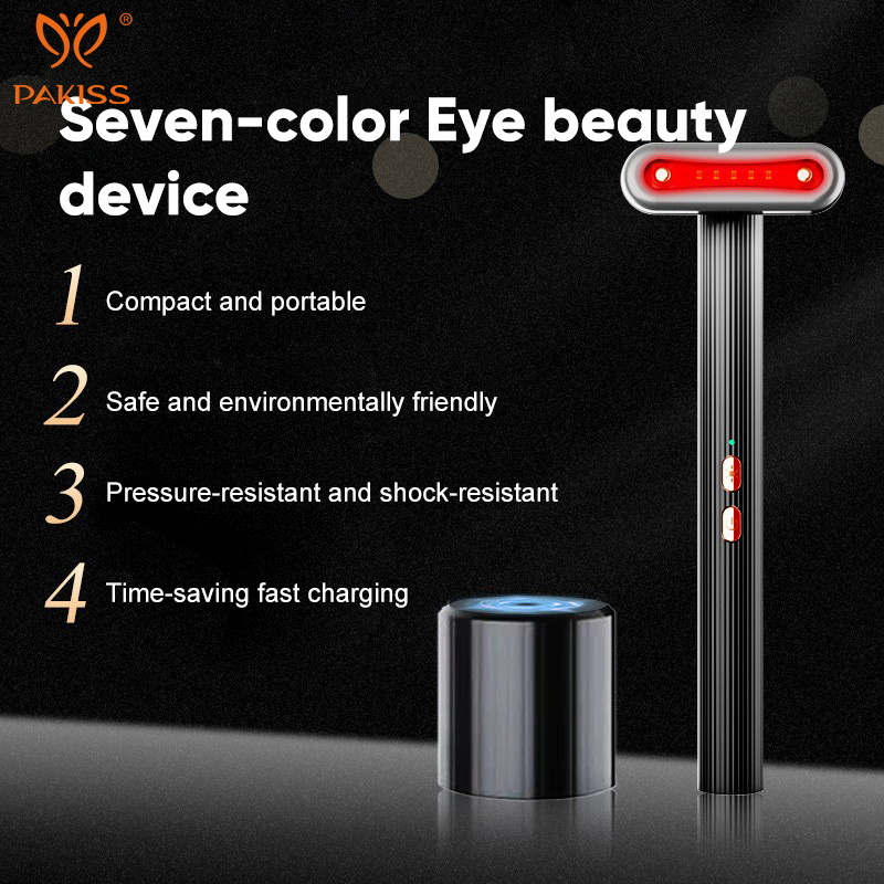 Pakiss OEM/ODM Support 7 Color LED + EMS Microcurrent Eye Beauty Device, Reduce Dark Circles Eye Bags Wrinkles