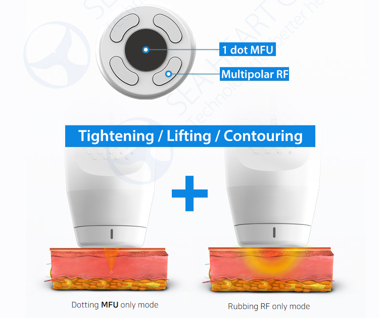 Seaheart Dual Handle 2in1 Hifu Rf Face Eyes Body Cartridges 12D Anti-aging Skin Tightening Face Lifting Beauty Machine