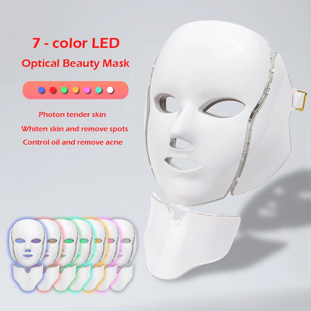 LED Face Infrared Red Light Therapy Mask with Neck Part for Facial Skin Rejuvenation Wrinkle Removal Device