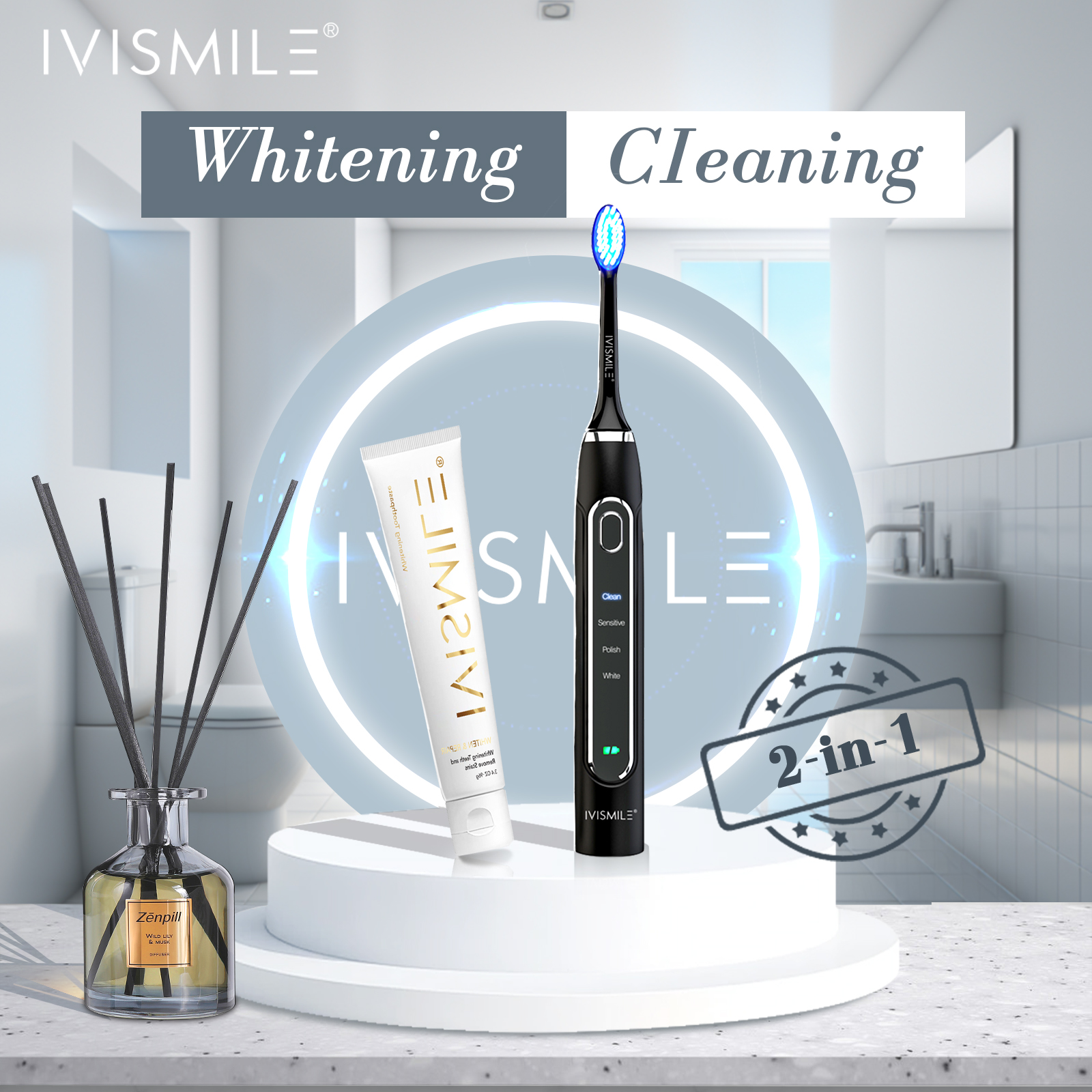 2025 Popular Electric Toothbrush Custom Logo IPX7 Waterproof Smart Blue Light Sonic Electric Toothbrush With 4 Cleaning Modes