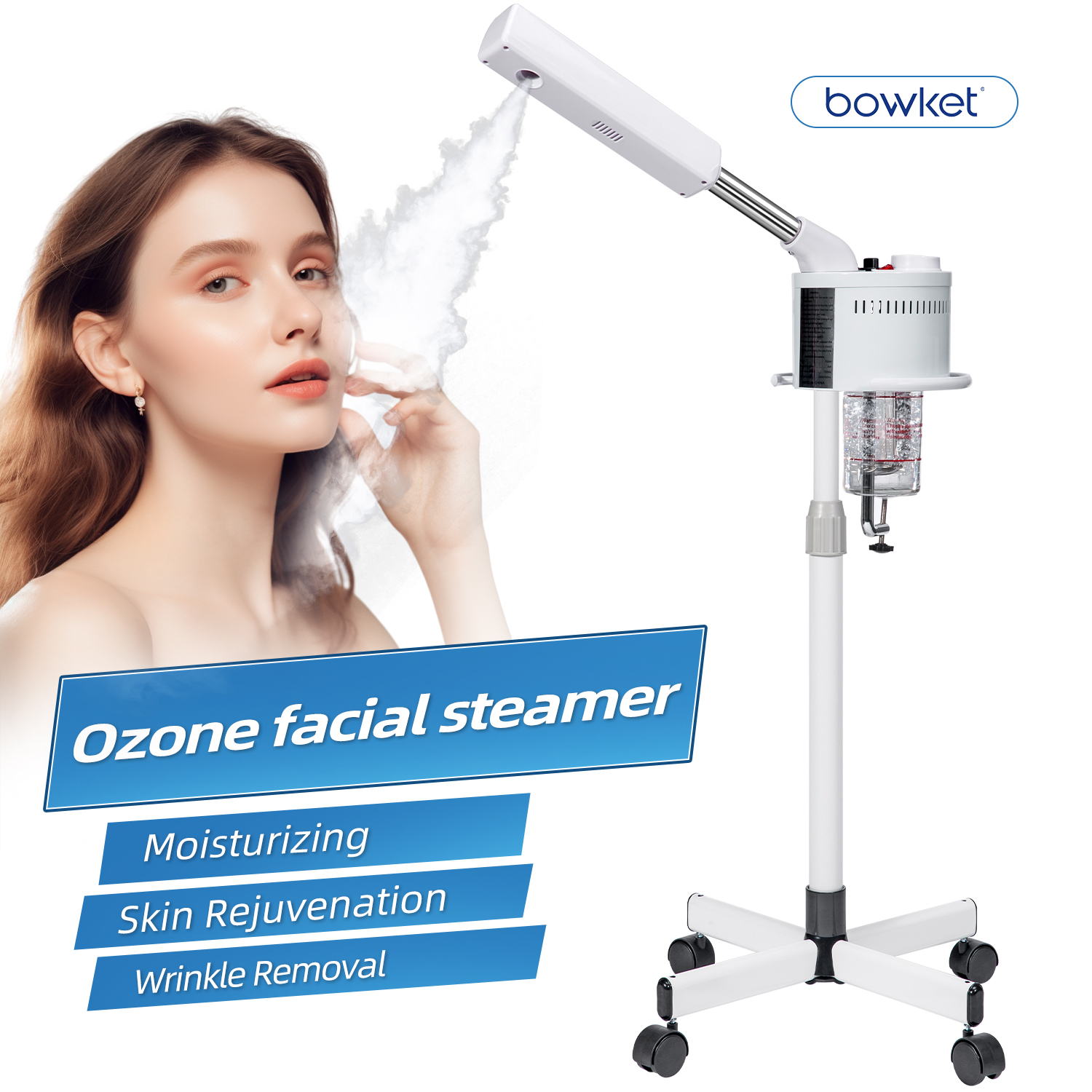 BOWKET Portable Facial Mist Sprayer Hot Steamer Nano Oxygen Facial Spray Machine for Face Care Machine in Salon