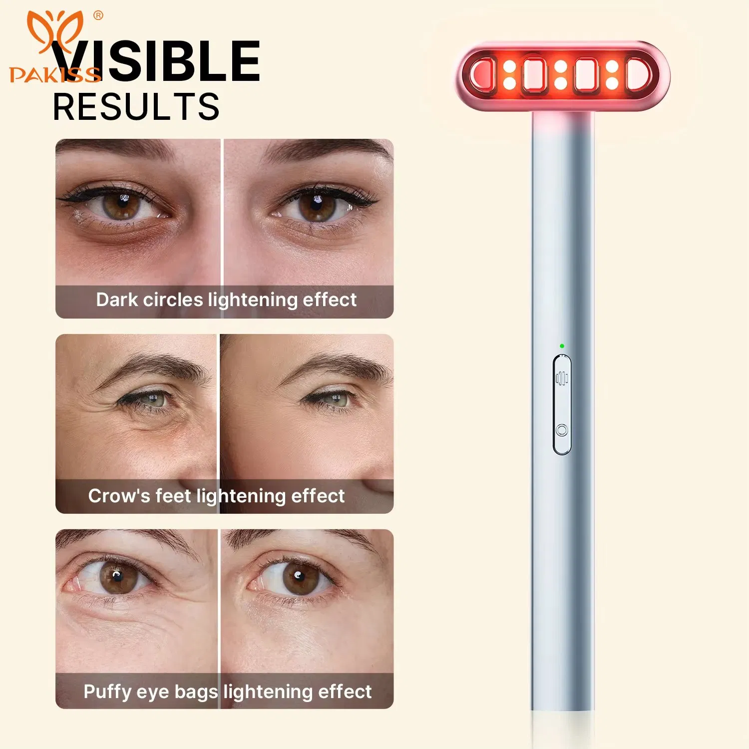 7-Color LED Therapy + EMS Microcurrent Eye Massager Wand for Home Use