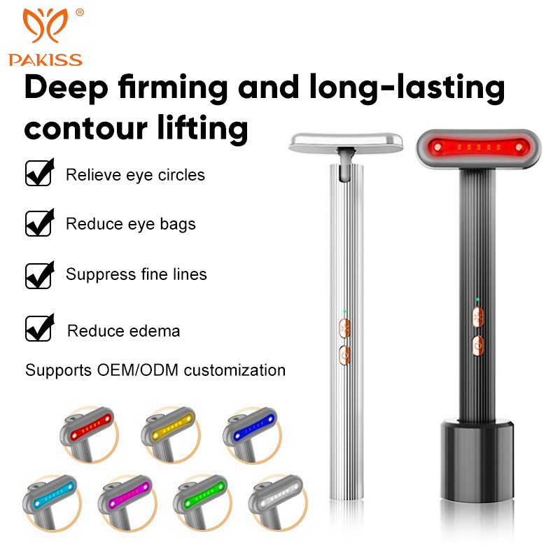 Pakiss OEM/ODM Support 7 Color LED + EMS Microcurrent Eye Beauty Device, Reduce Dark Circles Eye Bags Wrinkles