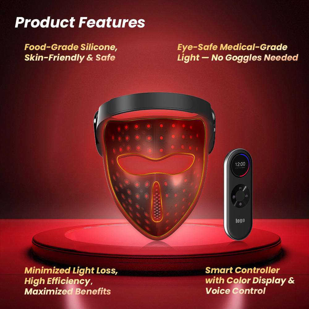 AQSHE M4 4d Laser 1064 nm Voice Control Laser Red Light Therapy Face Led Light Therapy Medical Grade Red Light Therapy Mask