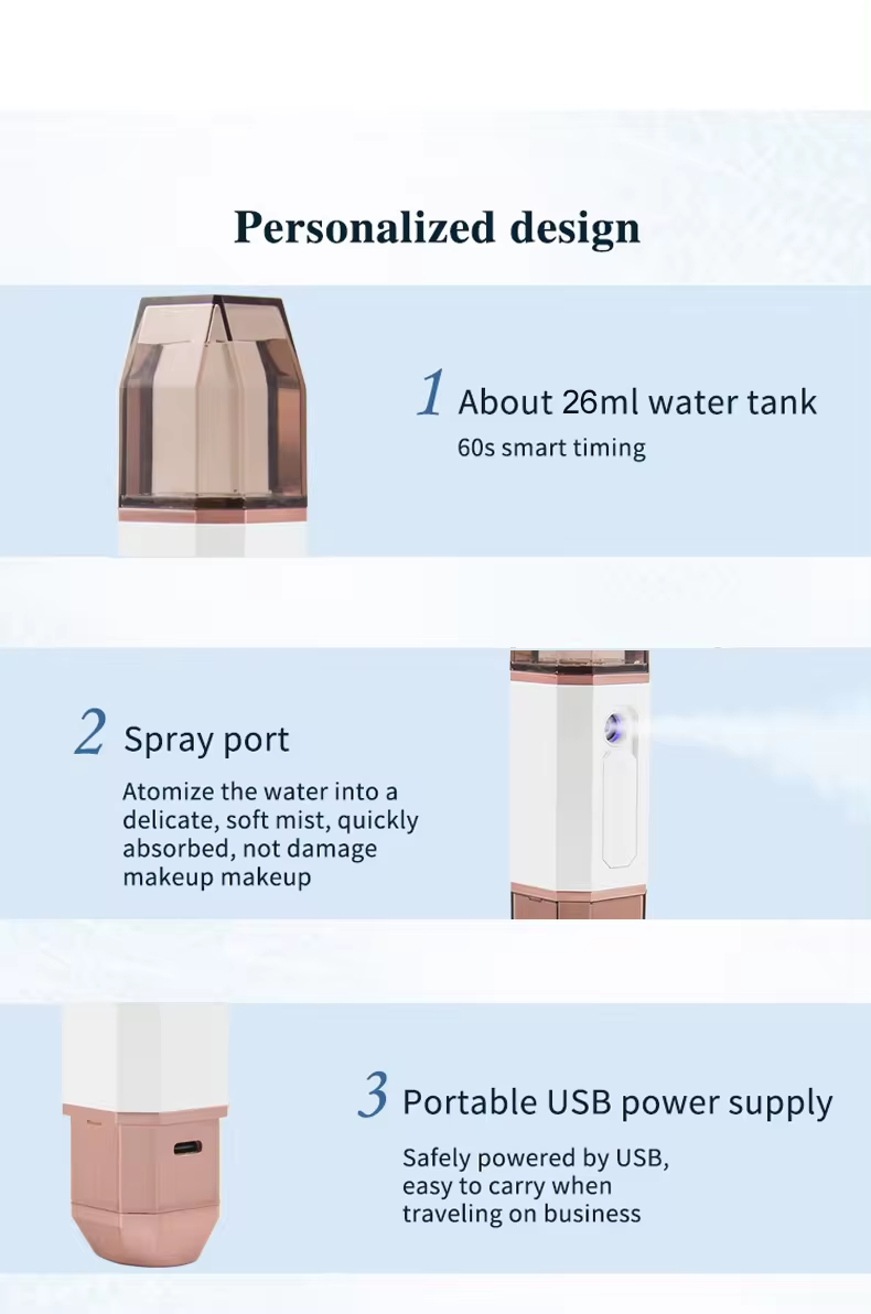 30ml Hydrogen Nano Mister, Portable Ionic Facial Steamer and Moisturizing Sprayer for Skin Hydration and Makeup Setting