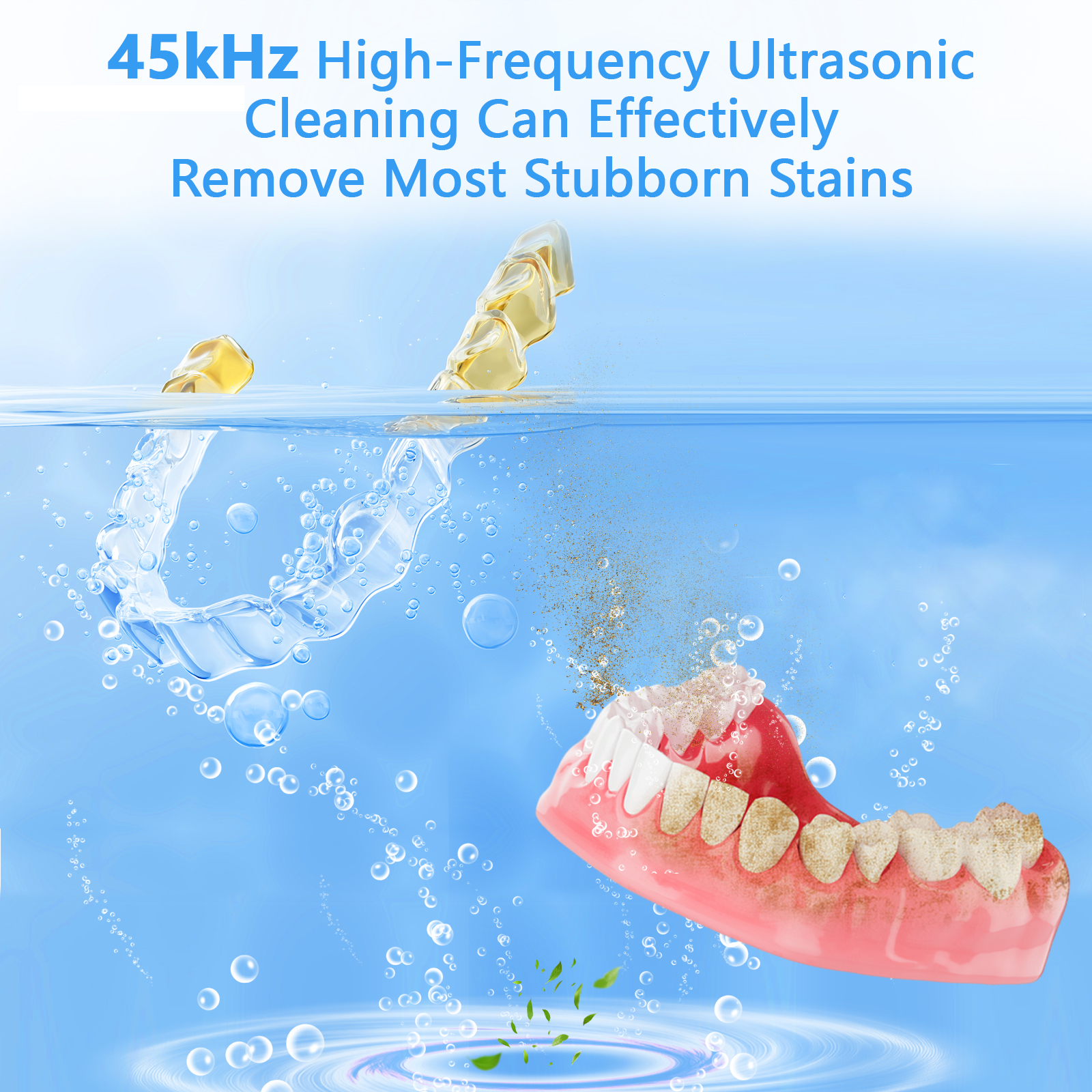 Mini Ultrasonic Transducer Cleaner Aligner Portable Black Ultrasonic Denture Cleaner With UV Function