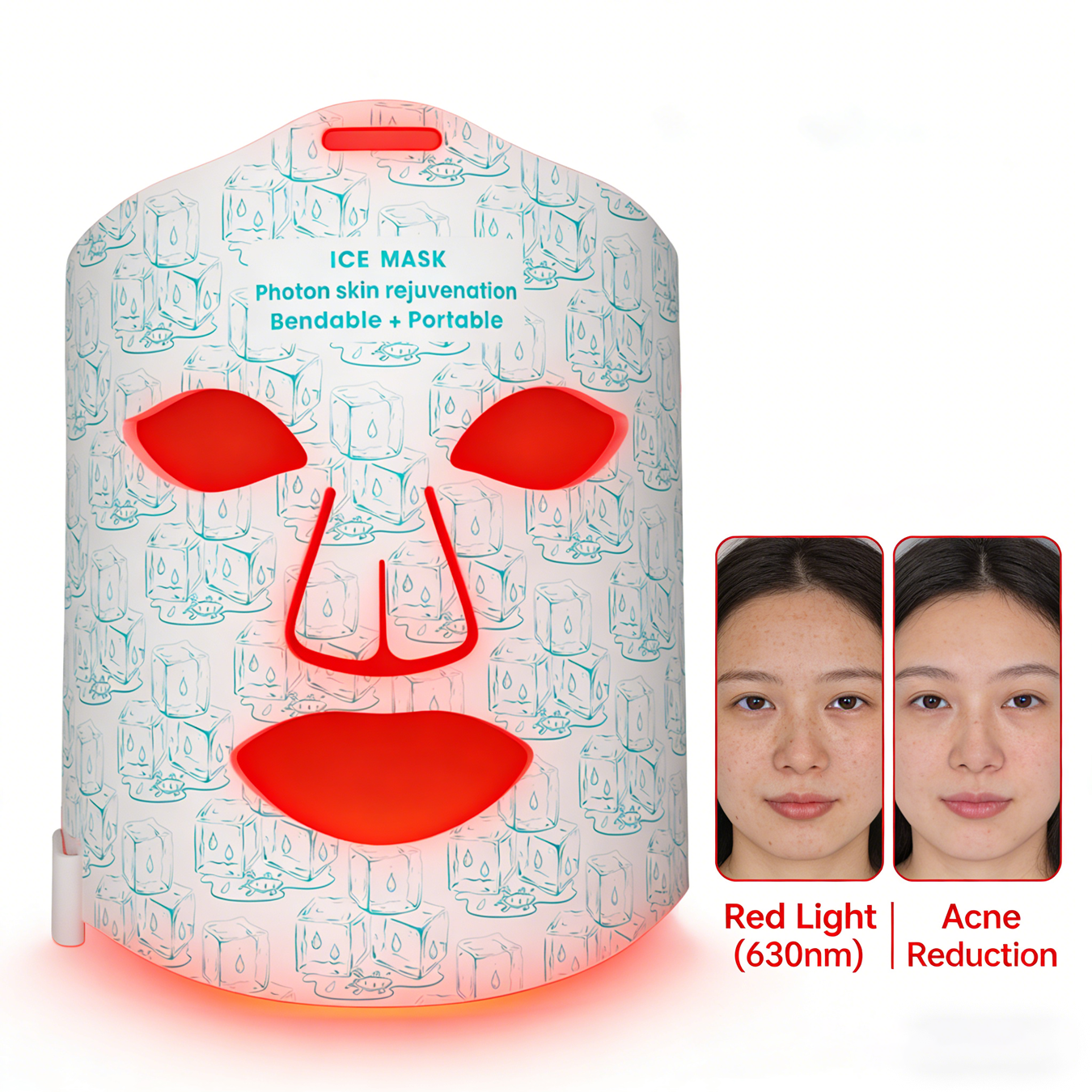 OEM Custom LED Ice Facial Mask Medical Grade Silicone Cooling Therapy for Beauty Wholesale Skin Care Tool