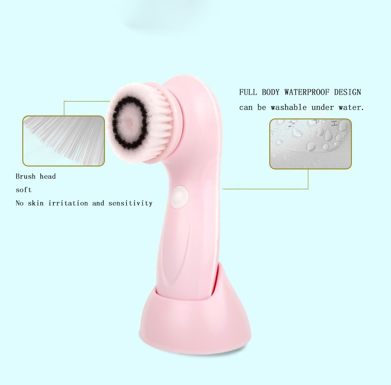 4 in 1facial Cleansing Brush 3D Skin Care Beauty Massage Silicone Electric Multifunctional Cleanser Facial Brush Set