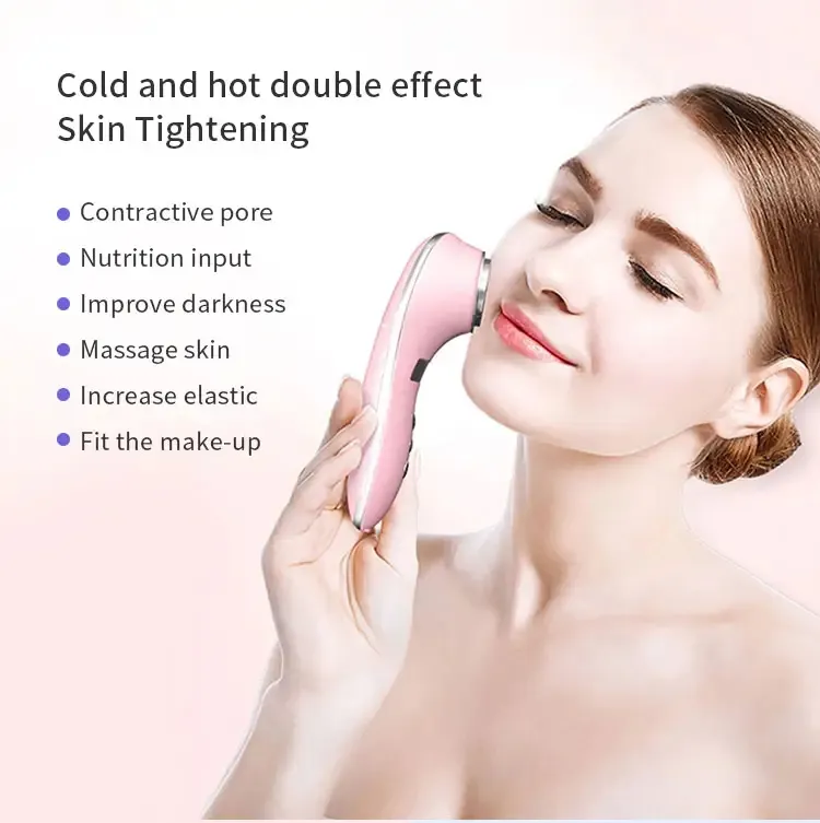 Facial Hot Warm Moisturizing Tighten Skin Shrink Pore Massage LCD Screen Anti Aging Wrinkle Hot Cold Sonic Vibrating Massager