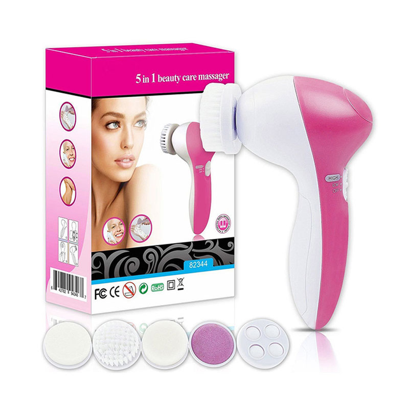 5 in 1 Electric Sonic Battery Facial Wash Deep Clean Blackhead Manual Silicone Face Cleansing Brush