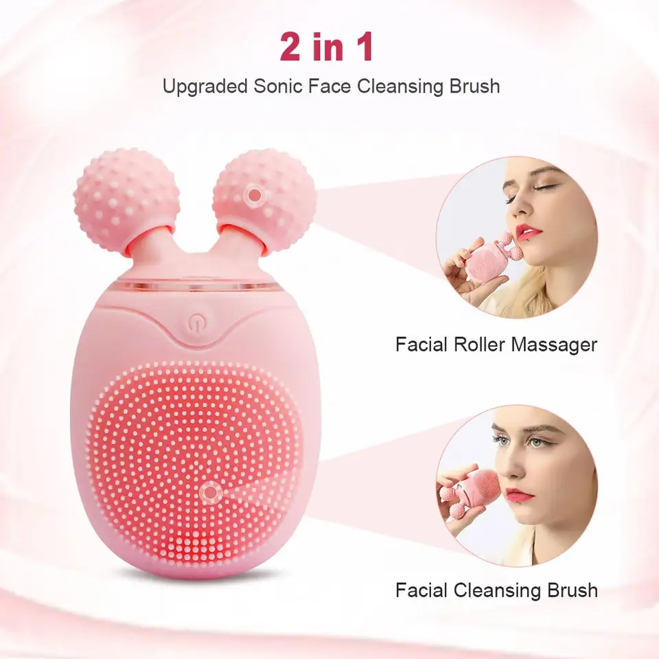 Skin Cleaning Ultrasonic Electric Sonic Silicone Face Cleanser Facial Cleansing Brush
