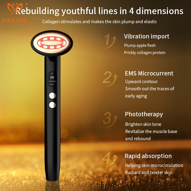 Pakiss 9 Color LED Wavelengths Beauty Stick with EMS and Vibration, Eye Massager Wand