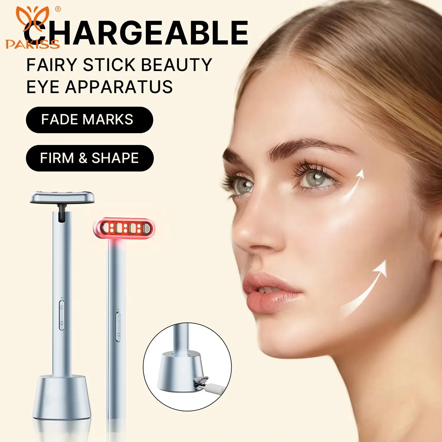 7-Color LED Therapy + EMS Microcurrent Eye Massager Wand for Home Use