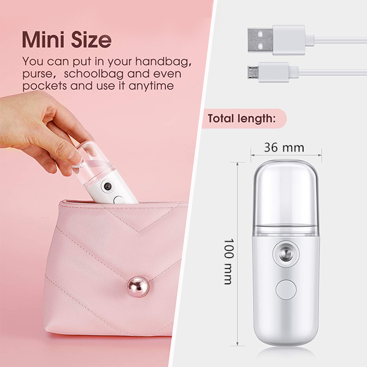 USB Rechargeable Nano Spray Beauty Equipment Mini Ultrasonic Nano Ionic Facial Steamer Moisturizer Handy Nano Mister