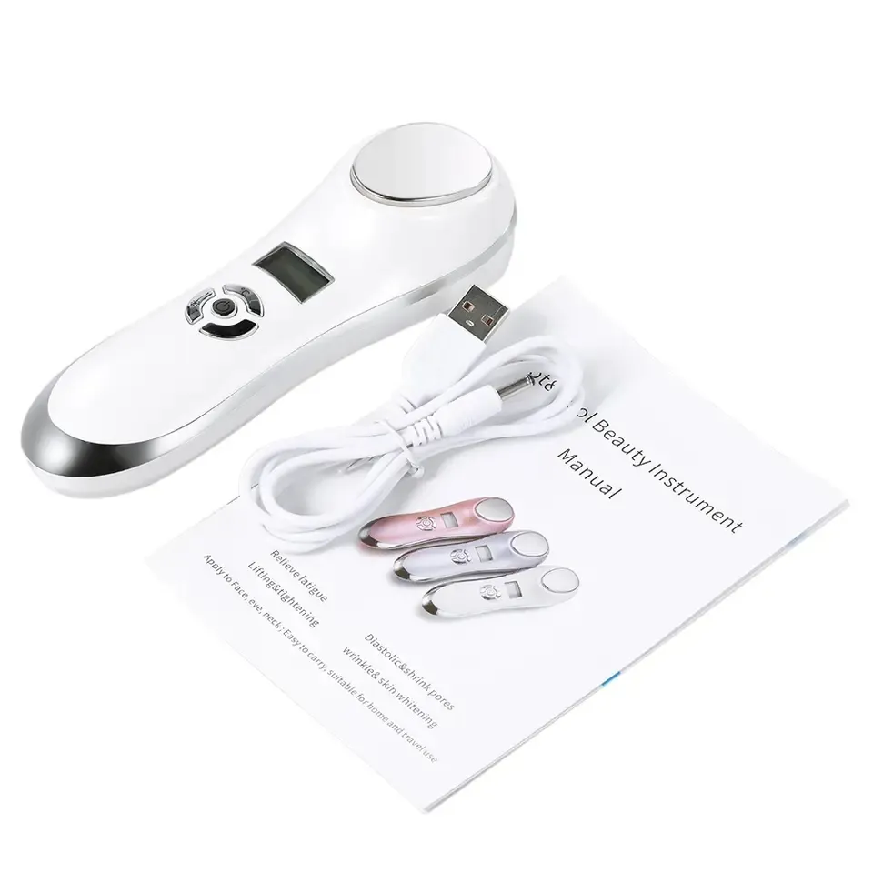 Facial Hot Warm Moisturizing Tighten Skin Shrink Pore Massage LCD Screen Anti Aging Wrinkle Hot Cold Sonic Vibrating Massager