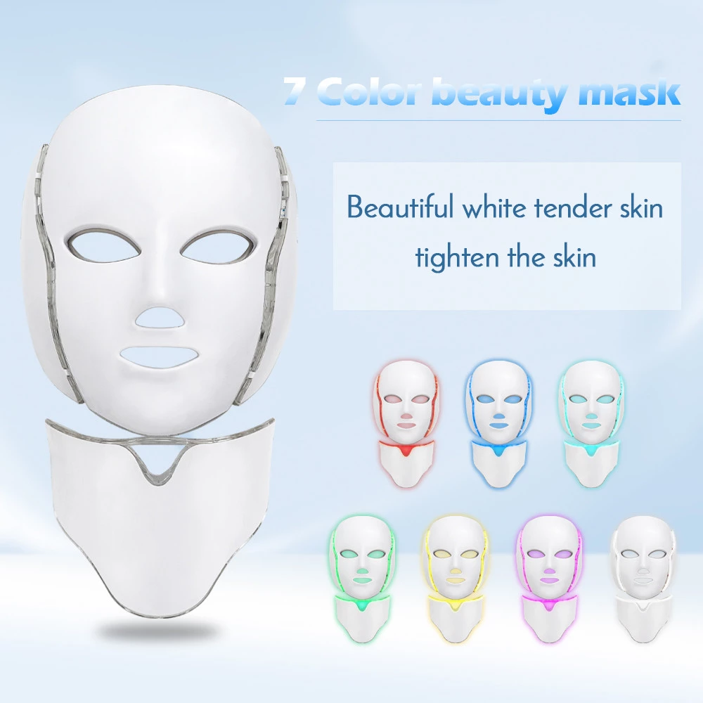 LED Face Infrared Red Light Therapy Mask with Neck Part for Facial Skin Rejuvenation Wrinkle Removal Device