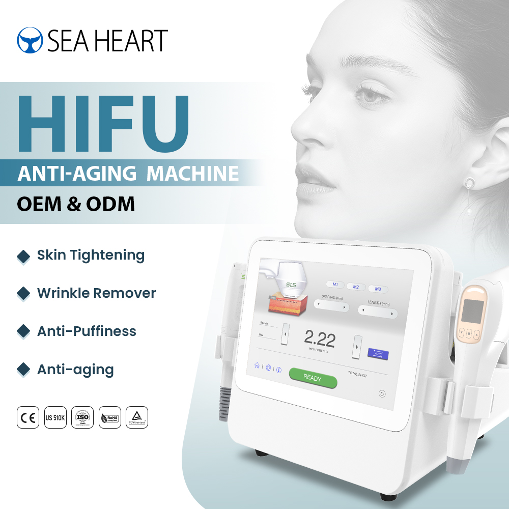 Seaheart Dual Handle 2in1 Hifu Rf Face Eyes Body Cartridges 12D Anti-aging Skin Tightening Face Lifting Beauty Machine