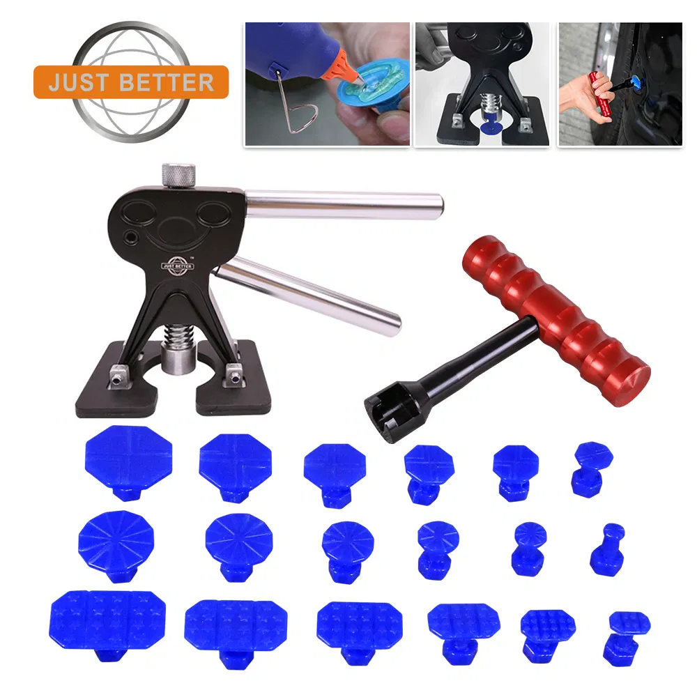 Paintless Dent Repair Tool Smiling Face Dent Lifter with 18PCS Different Size Tabs and Mini T Puller Dent Removal Tools