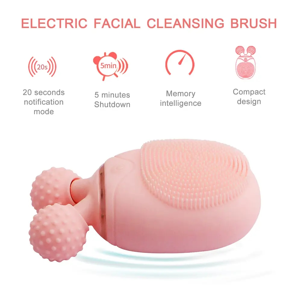Skin Cleaning Ultrasonic Electric Sonic Silicone Face Cleanser Facial Cleansing Brush