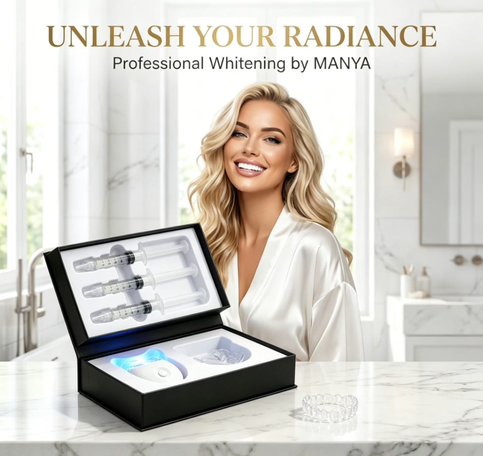 Popular Professional MANYA Ultrasonic Tooth Cleaner Peroxide Free Whitening Gel LED Light 15-Minute Whitening Portable Home