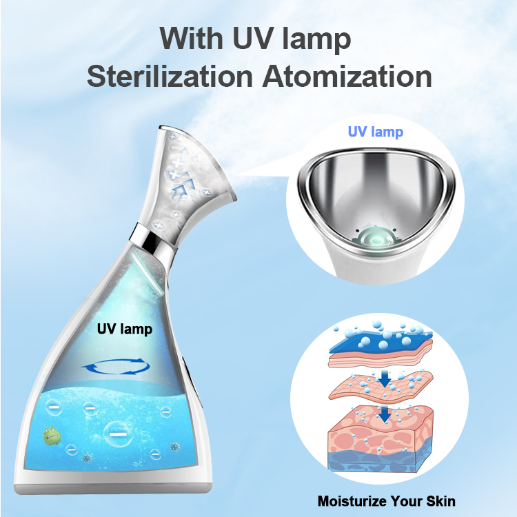 Promotion Steam Inhaler Sauna Stand Lamp Spa Streamer Face Black Professional Portable Nano Ionic Vapor Steamer Facial