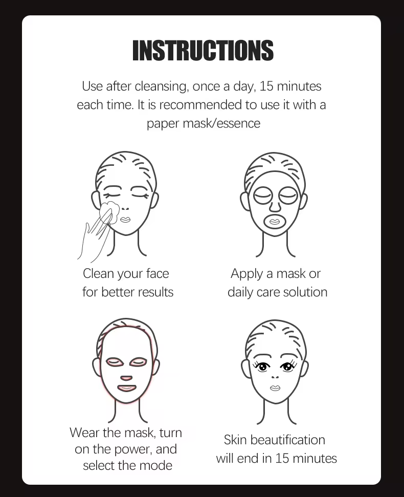 Shanglaite Standing 4-Wavelength Face Anti-Wrinkle Brightening 3D LED Phototherapy Mask Heating Beauty Device Red Light Therapy