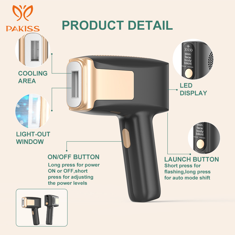 Hot Sale Home Beauty Device for Laser IPL Hair Removal with 3 Replacement Heads