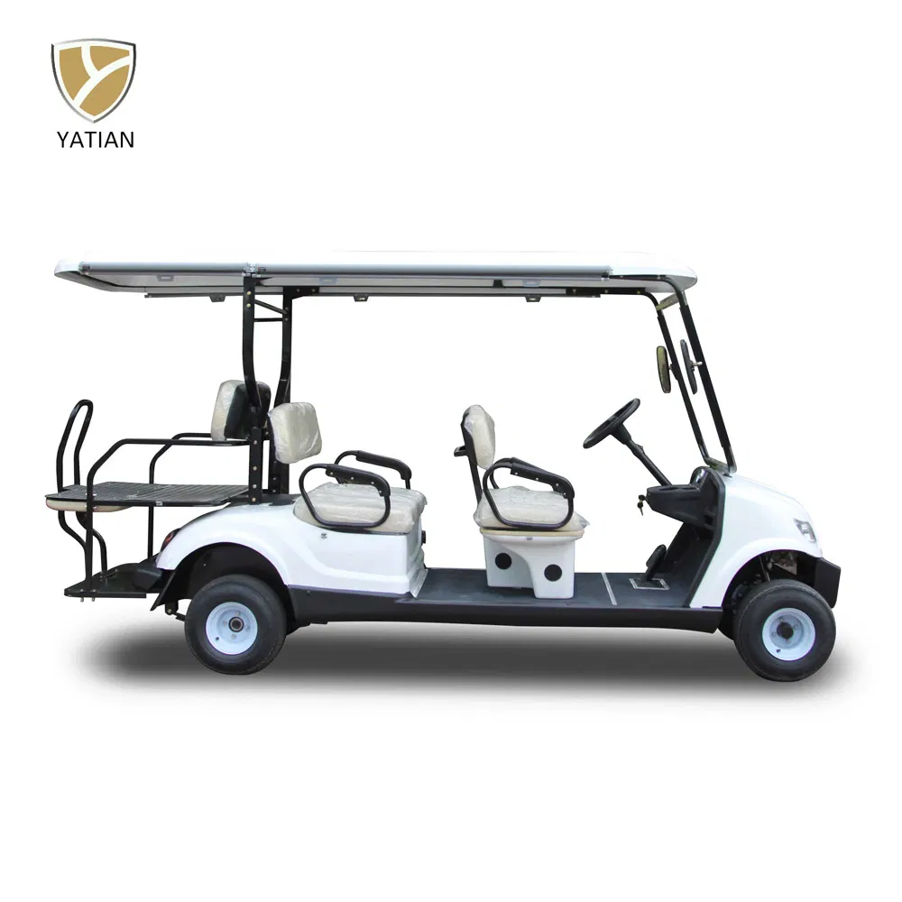 White Four Wheels 6 Person Golf Cart, Road Legal Golf Buggy with Long Roof