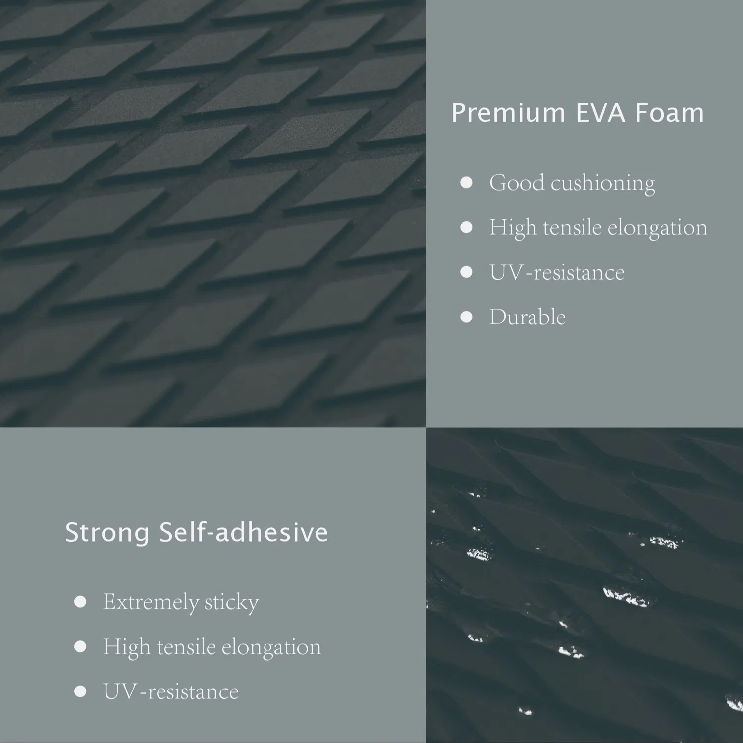 EVA Anti-Slip Mat for Ship Deck Flooring, Black Small Diamond Design, Waterproof