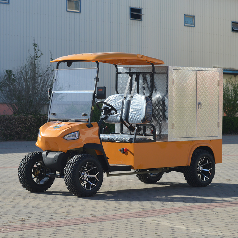 Station Transport Wagon Lithium Battery Cargo Truck Closed Cargo Box with Door Golf Cart