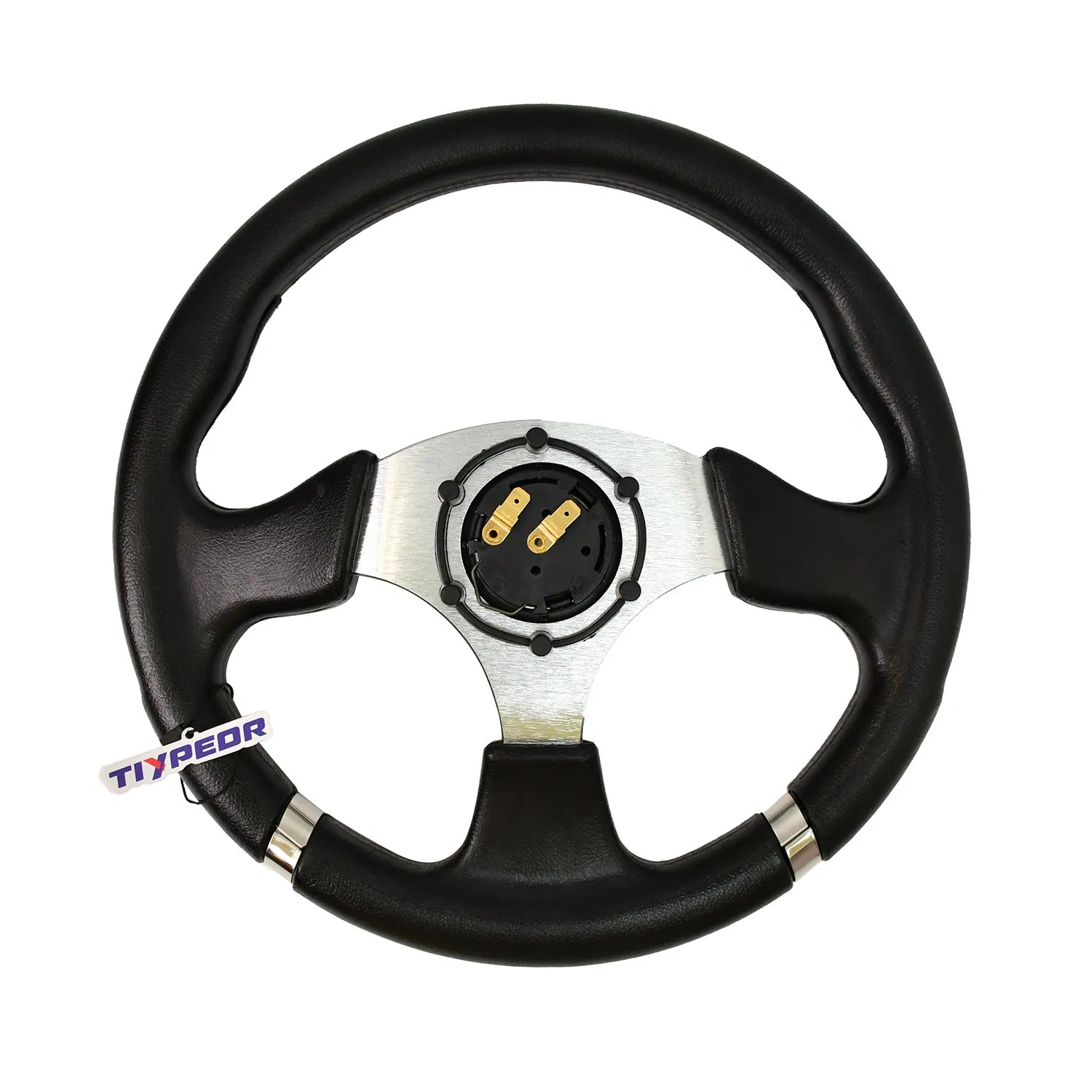 Racing Style Steering Wheel for Golf Cart PU Material Interior Accessories Sport Flat Steering Wheel