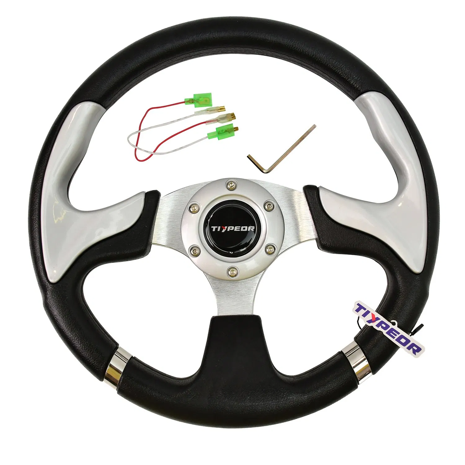 Racing Style Steering Wheel for Golf Cart PU Material Interior Accessories Sport Flat Steering Wheel