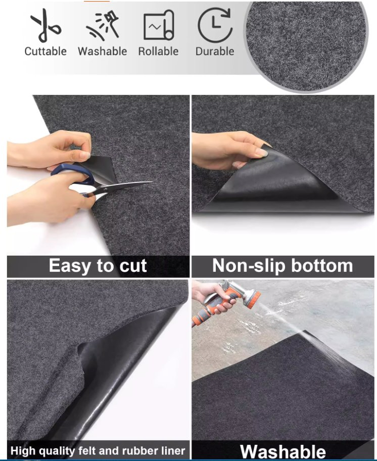 (Direct Factory) Oil Drip Mat for Garage Driveway, Reusable Felt Oil Spill Absorbent Pad with Rubber Backing for Motorcycle Car