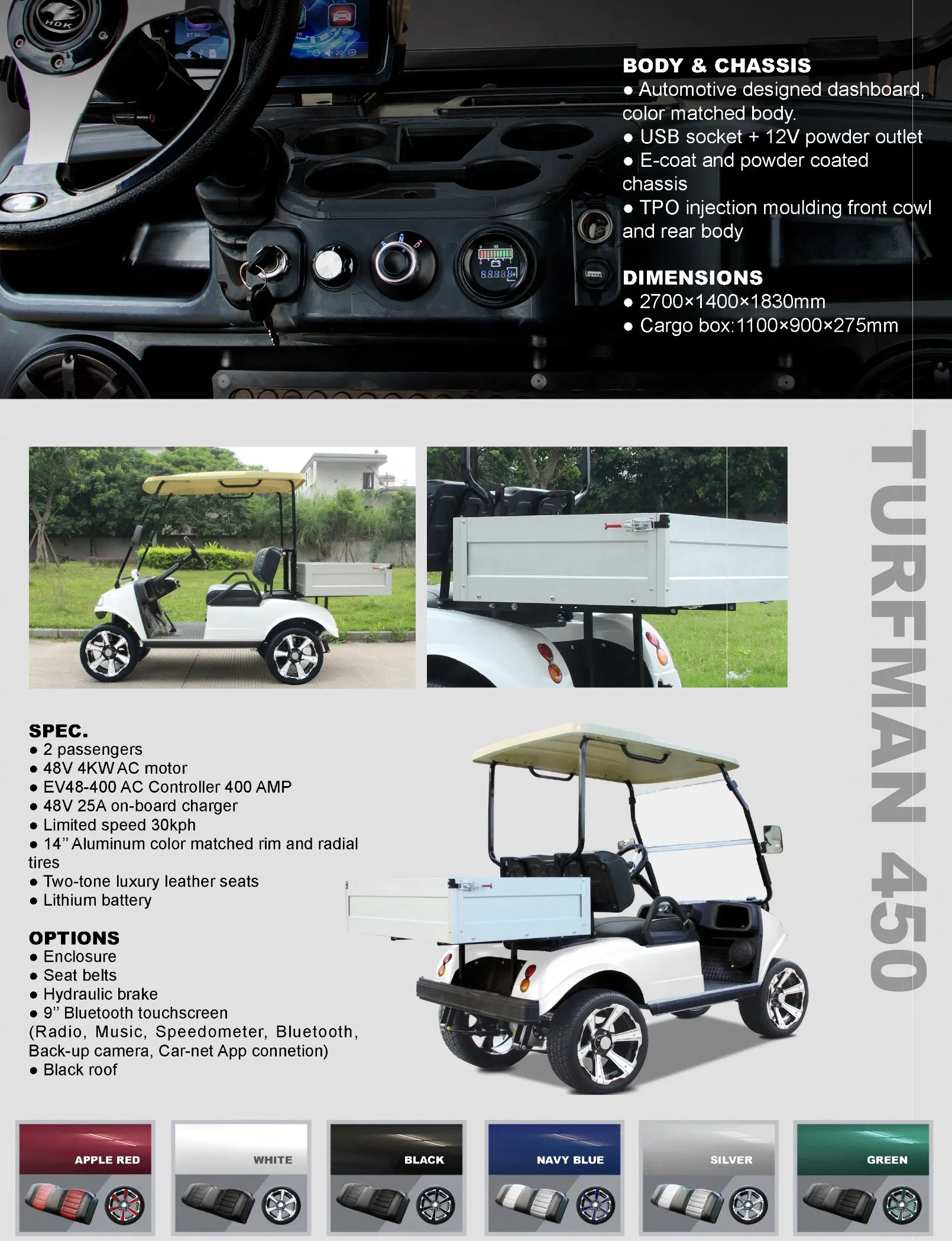 Hdk Evolution UTV 2 Seater Cargo Box Golf Cart Truck