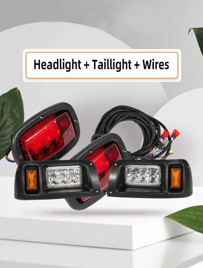 Club Car Ds LED Light Kit Adjustable Headlights Tail Lights 93+ G&E Golf Cart Top Golf