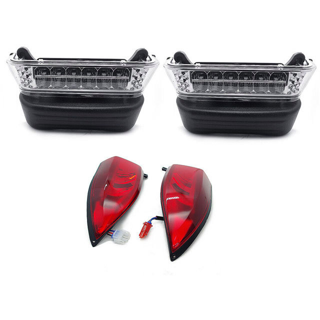 Deluxe Golf Cart LED Light Kit for Club Car Precedent 2004-up, with Headlight Taillight Turn Signals Switch Horn Brake Pad