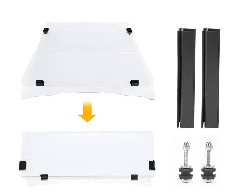 Hinged Folding Acrylic Windshield for Ezgo TXT Golf Carts