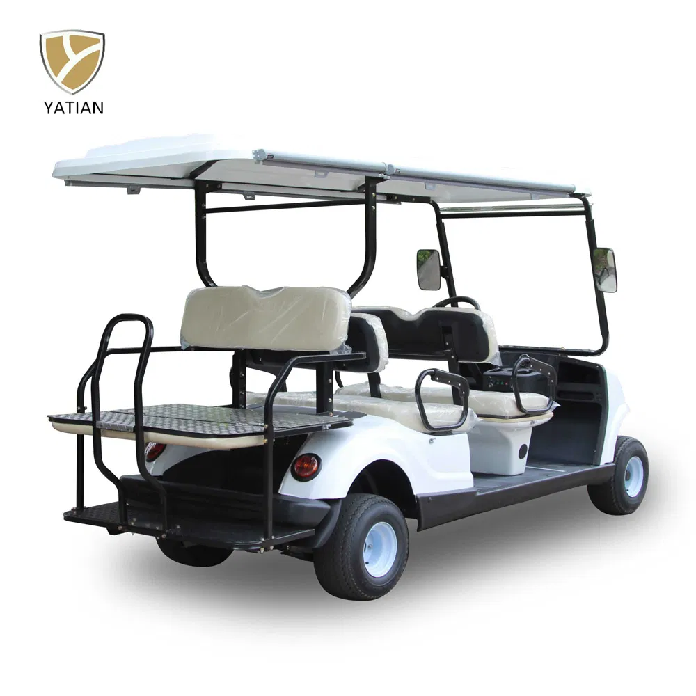 White Four Wheels 6 Person Golf Cart, Road Legal Golf Buggy with Long Roof