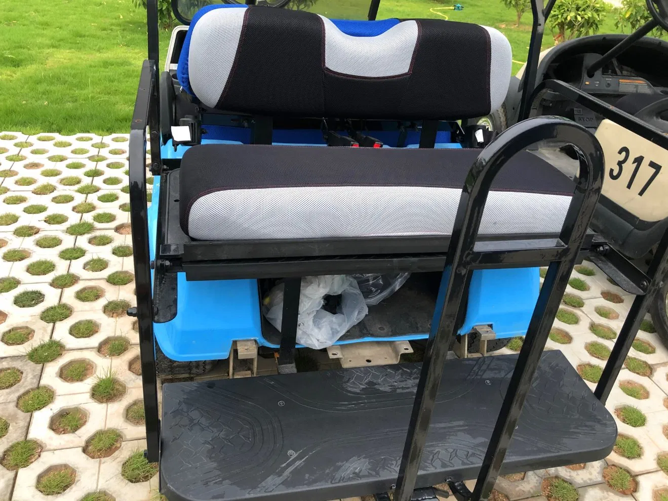 Club Car Precedent Golf Cart Rear Flip Seat Kit (2004-up) Buff Cushions