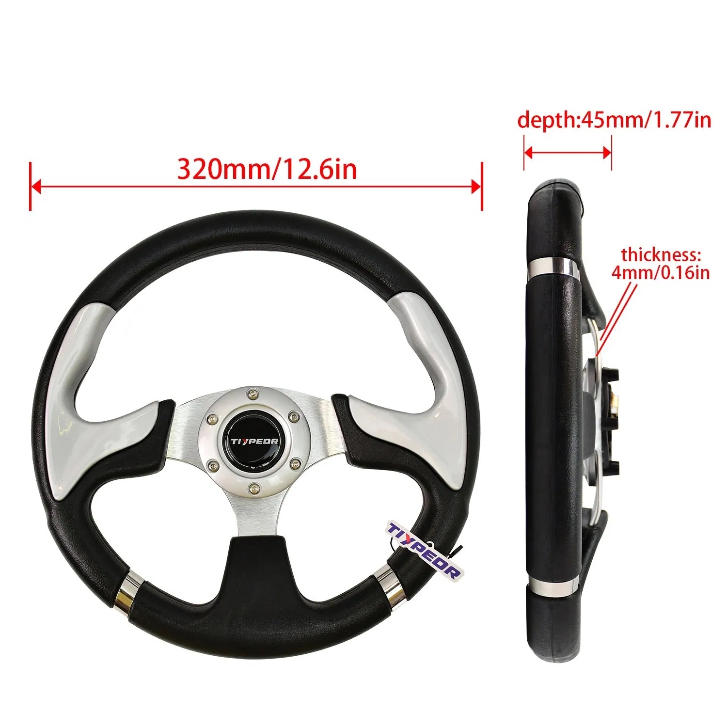 Racing Style Steering Wheel for Golf Cart PU Material Interior Accessories Sport Flat Steering Wheel