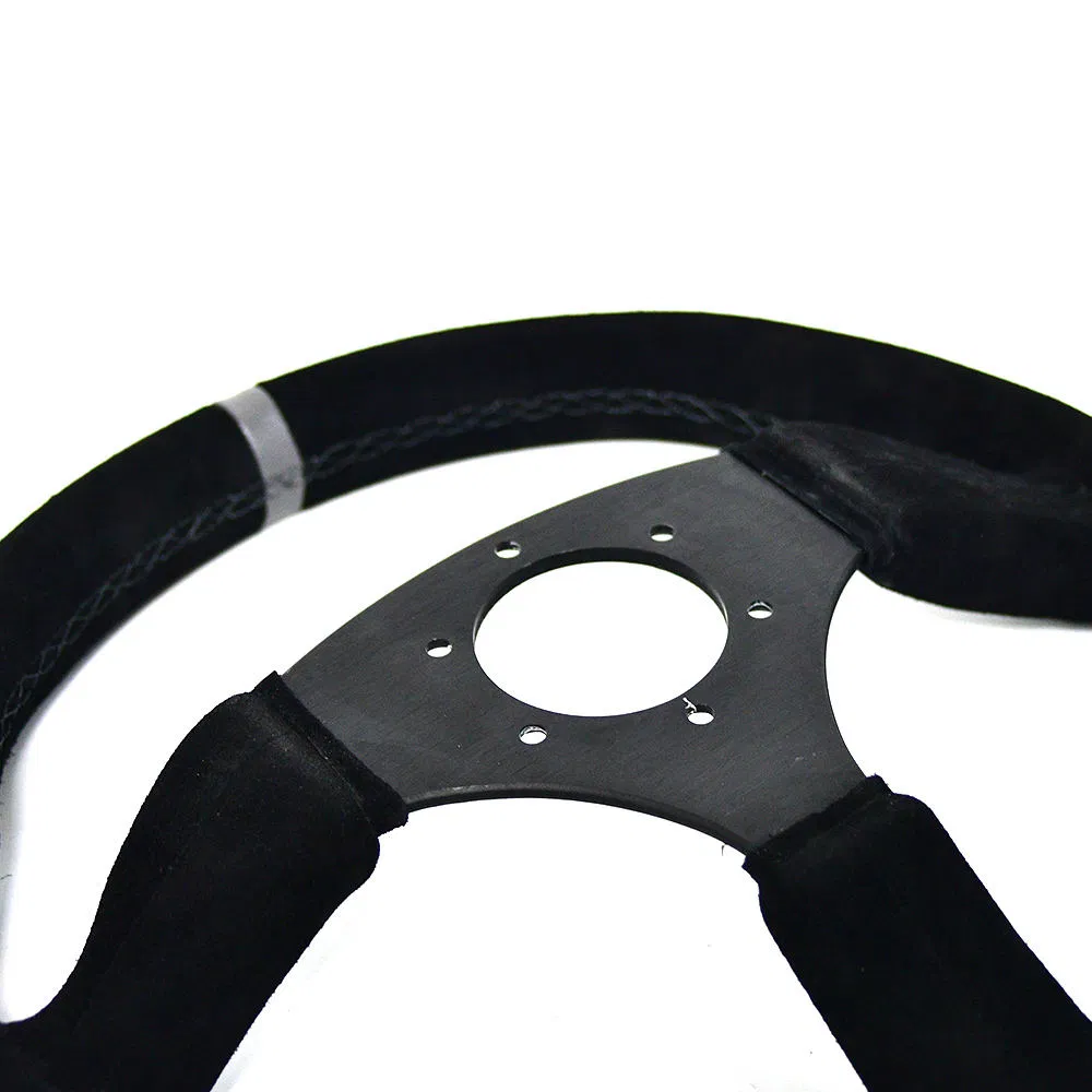 Custom Steering Wheel 13.8/350 mm 6 Bolts Grip Suede Leather Classic Steering Wheel for Rzr Can Am Golf Cart Spring Car