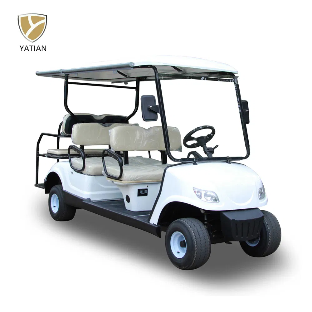 White Four Wheels 6 Person Golf Cart, Road Legal Golf Buggy with Long Roof