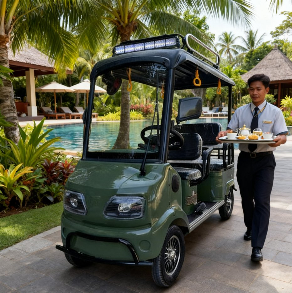 Hld Latest Model Electric Golf Cart with Roof 4 Seaters Electric Quadricycle