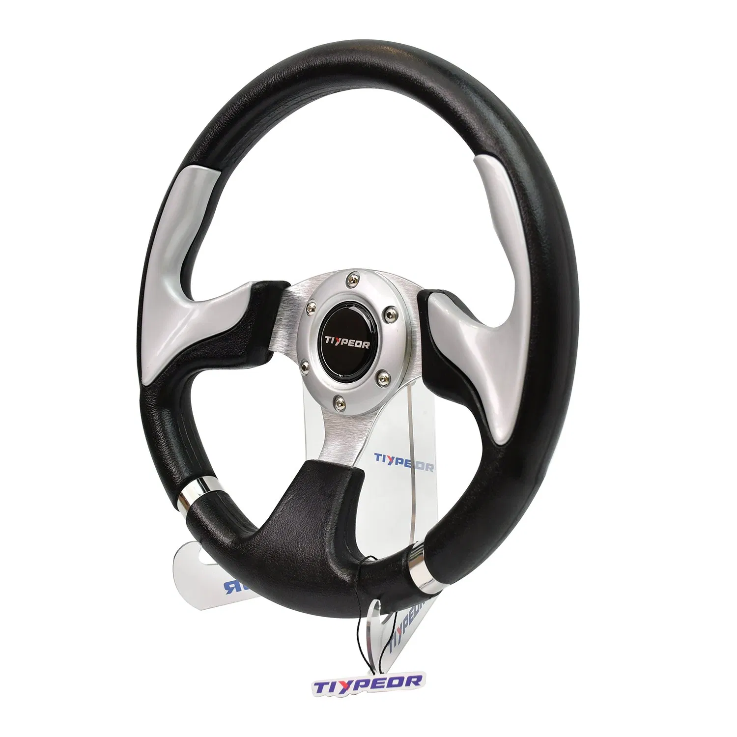 Racing Style Steering Wheel for Golf Cart PU Material Interior Accessories Sport Flat Steering Wheel