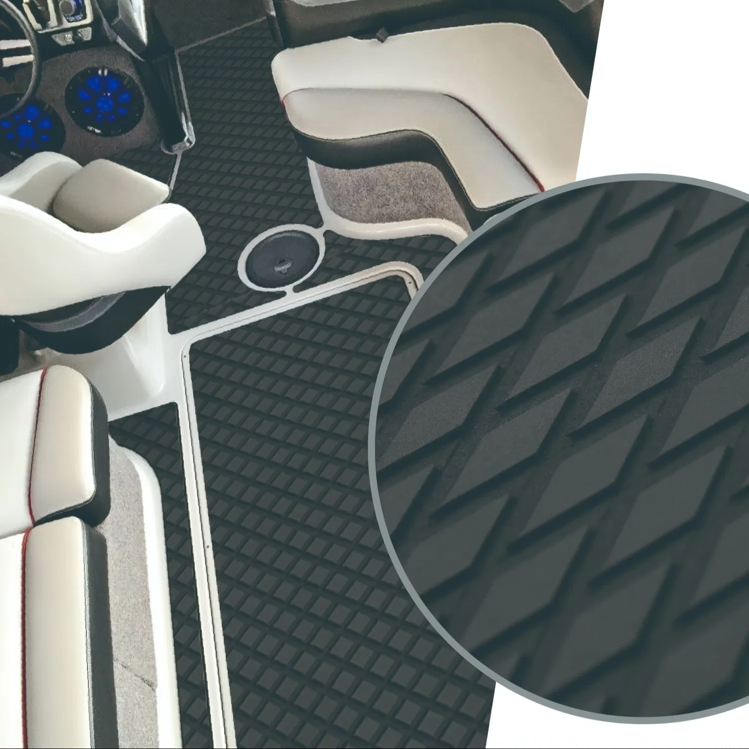 EVA Anti-Slip Mat for Ship Deck Flooring, Black Small Diamond Design, Waterproof