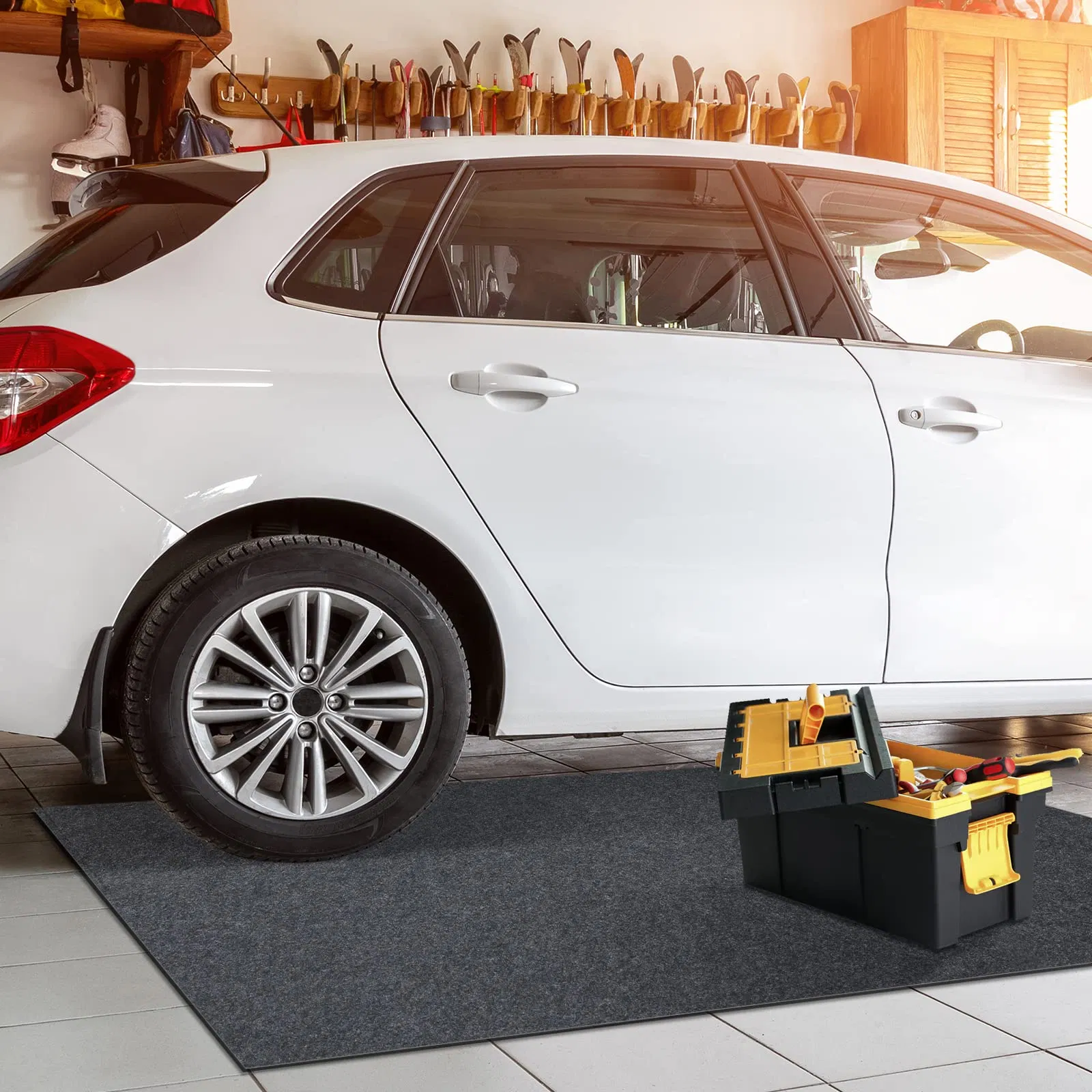 Premium Golf Cart and Mechanic Rubber Pad Waterproof Garage Floor Lightweight Mat