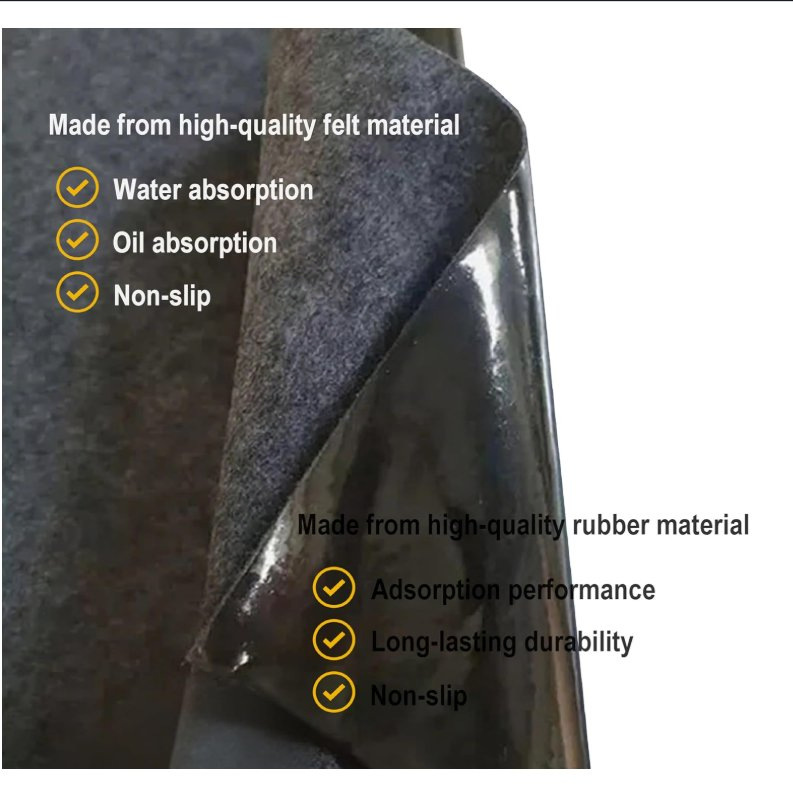 2mm Black PE Coated Felt Cloth Polyester Needle Punch Garage Absorbent and Oilproof Felt Mat