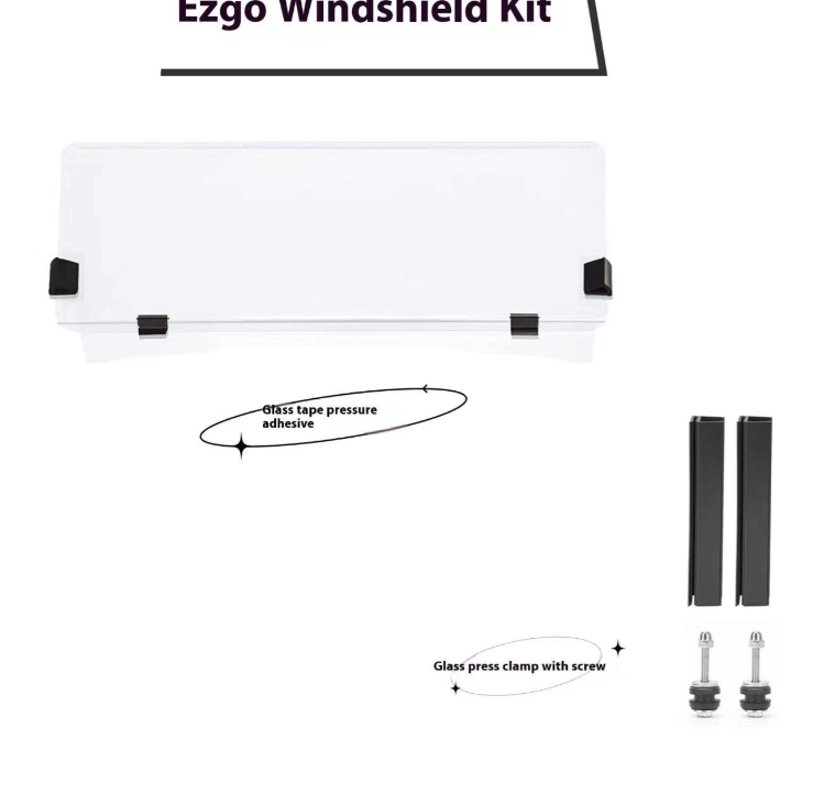 Hinged Folding Acrylic Windshield for Ezgo TXT Golf Carts